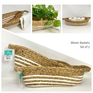 NWT Woven Baskets Home Accents Decor Display Organizer Bathroom Storage Natural